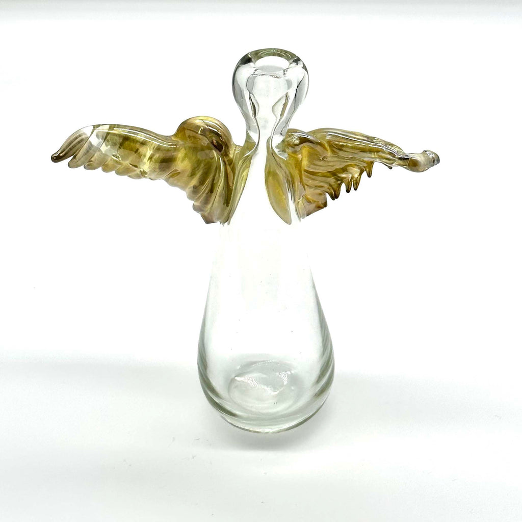 HAND BLOWN GLASS ANGEL - GOLD WINGS (Small)