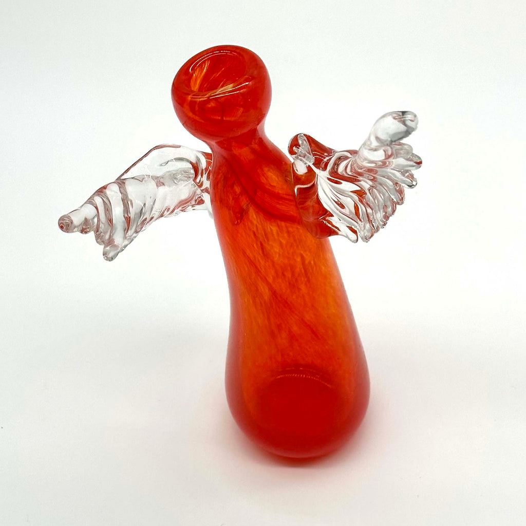 HAND BLOWN GLASS ANGEL - ORANGE BODY (Small)