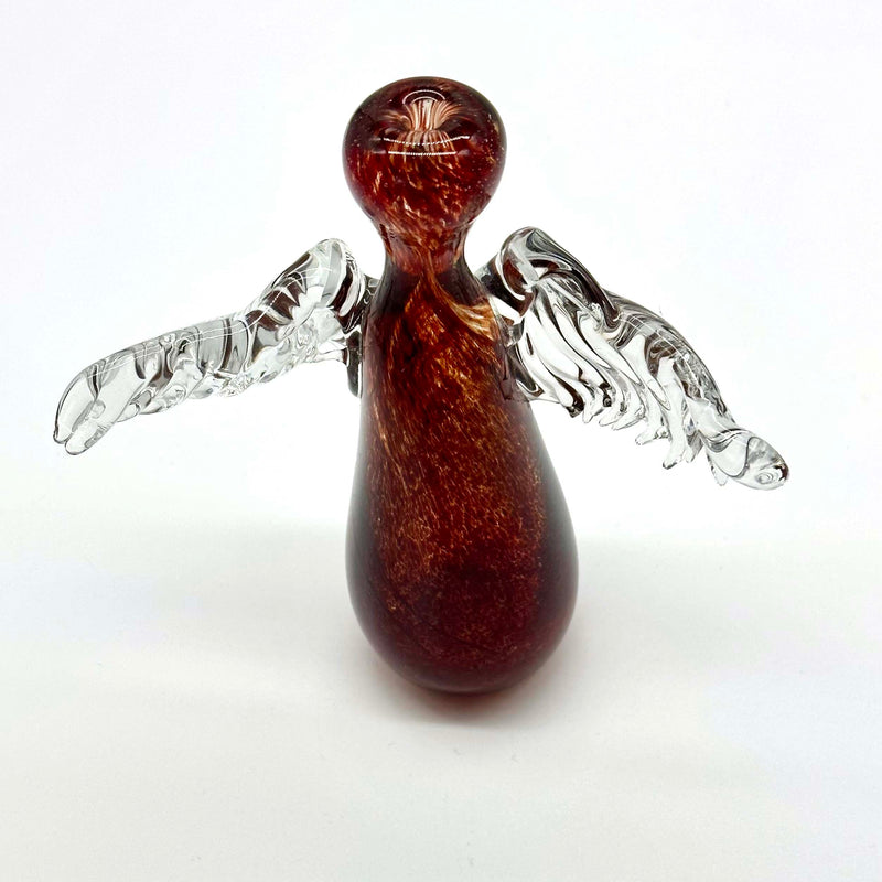 HAND BLOWN GLASS ANGEL - BROWN BODY (Small)