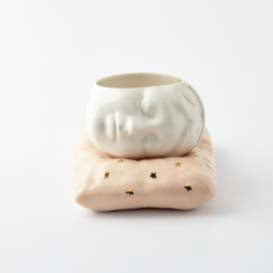 LIMOGES PORCELAIN - Sleeping Beauty w/Light Salmon Pillow (Small) & 24K Gold Gilded Stars