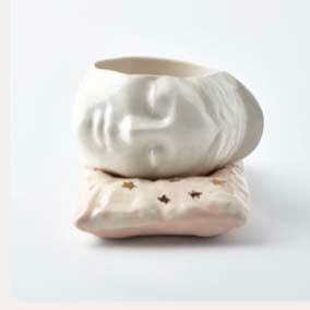 LIMOGES PORCELAIN - Sleeping Beauty with Light Salmon Pillow (Medium) & 24K Gold Gilded Stars