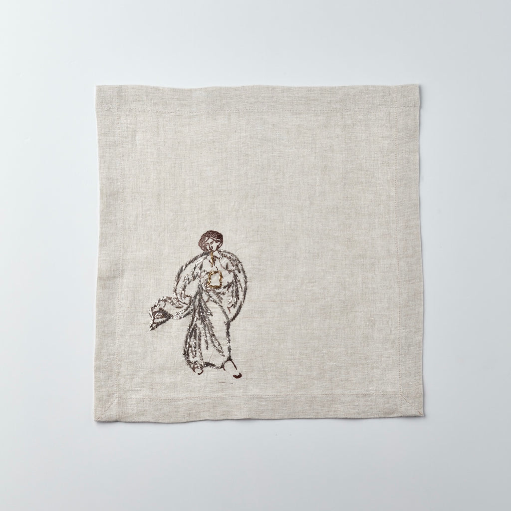 Set of 4 Square Linen Napkins - Relief Flute