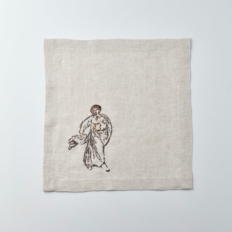Set of 4 Square Linen Napkins - Relief Flute