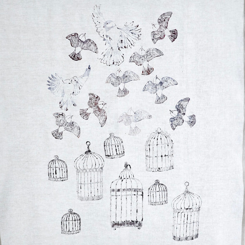 Square Linen Tablecloth - Birds