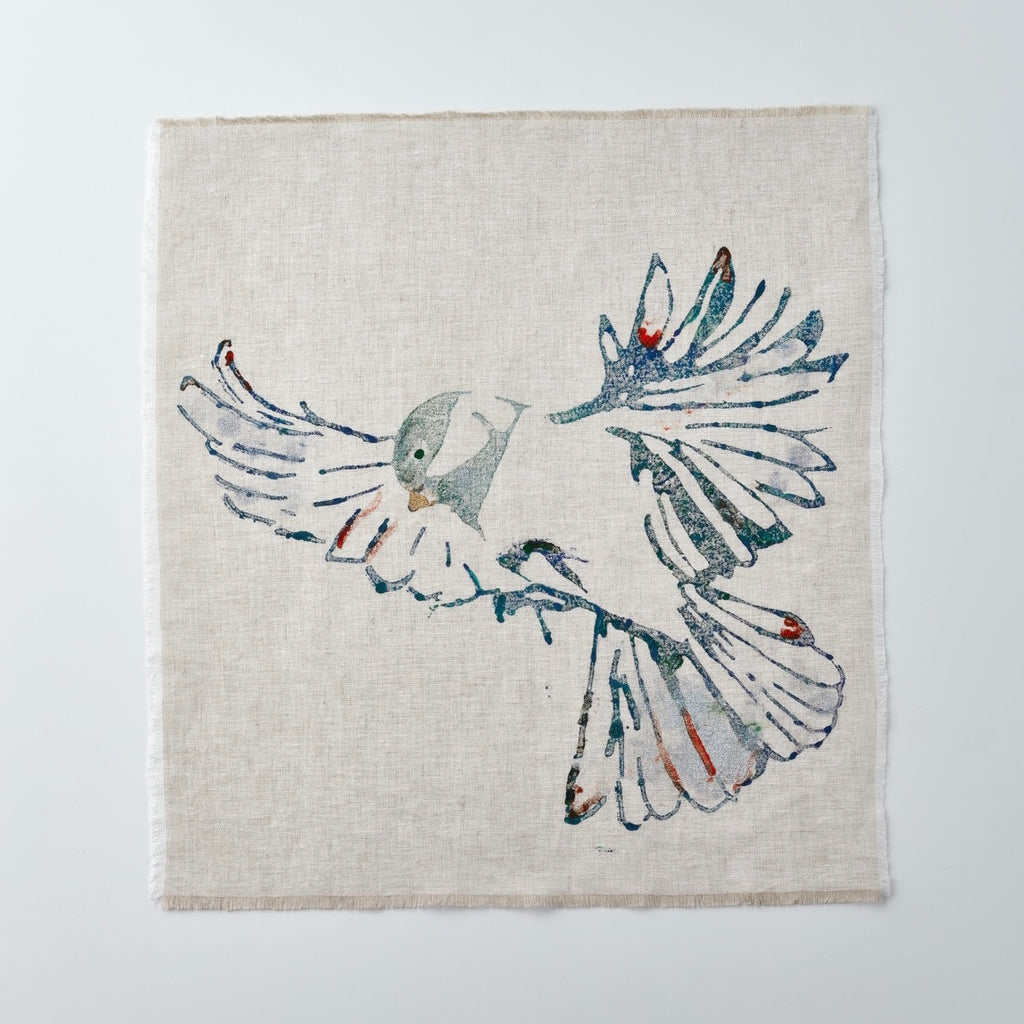 Set of 4 Square Linen Napkins - Birds' Wing