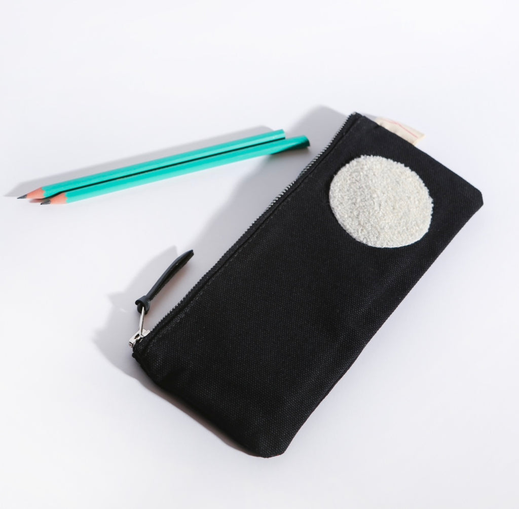 BLACK COLOR W/CREAM EMBROIDERY- Pencil/Eye Glass Case