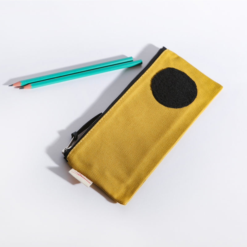 MUSTARD COLOR W/BLACK EMBROIDERY- Pencil/Eye Glass Case