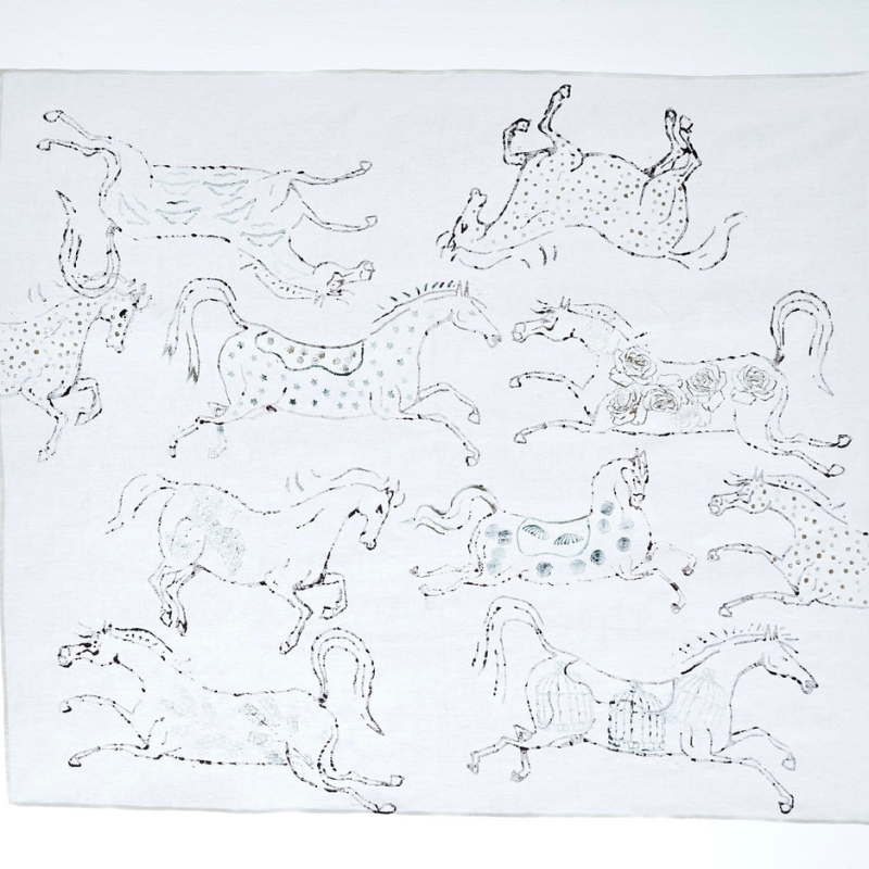 Rectangular Linen Tablecloth - Horses