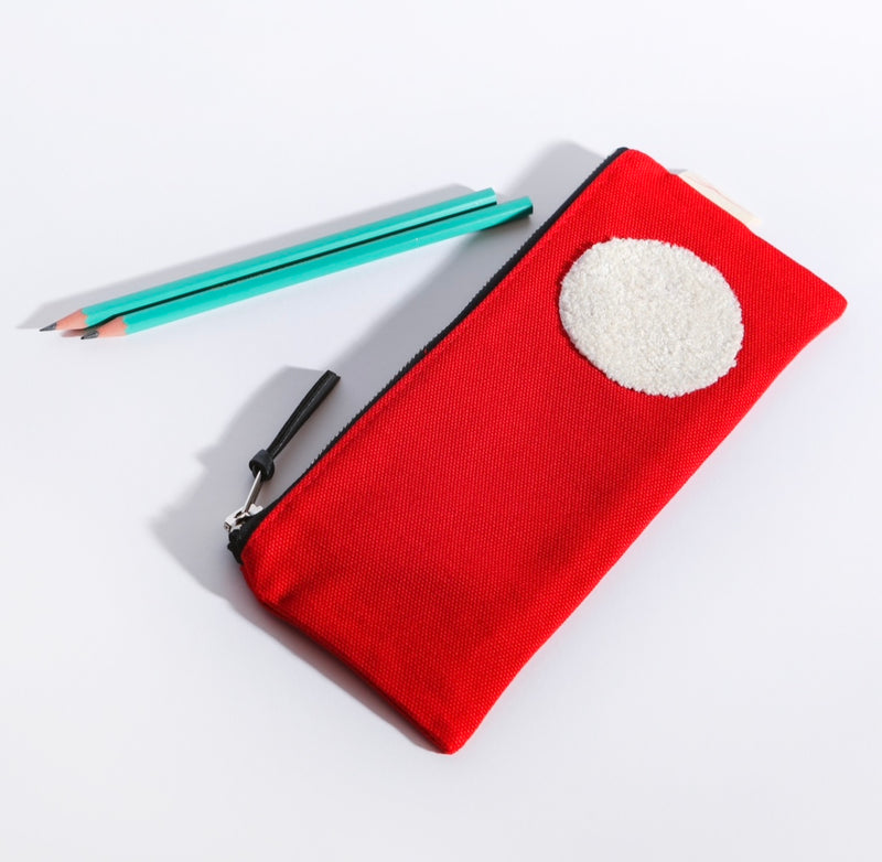RED COLOR W/CREAM EMBROIDERY- Pencil/Eye Glass Case