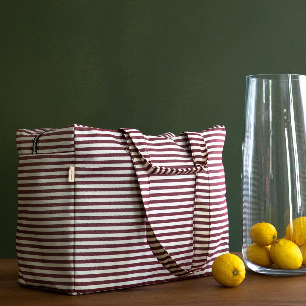 BURGUNDY/WHITE STRIPE Weekender
