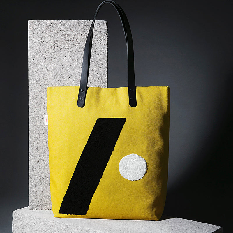 MUSTARD w/BLACK/CREAM EMBROIDERY Tote Bag