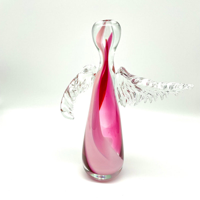 HAND BLOWN GLASS ANGEL - ROSE (Large)