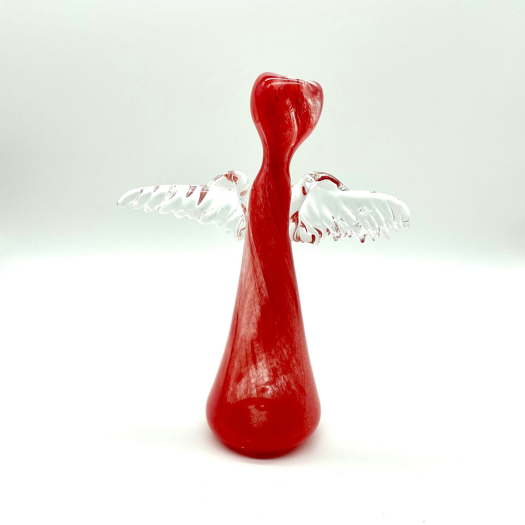 HAND BLOWN GLASS ANGEL - RED (Slim)