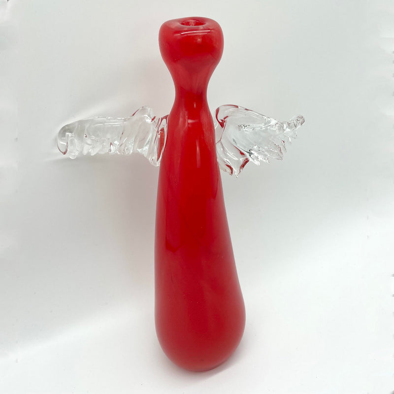 HAND BLOWN GLASS ANGEL - RED (Tall)