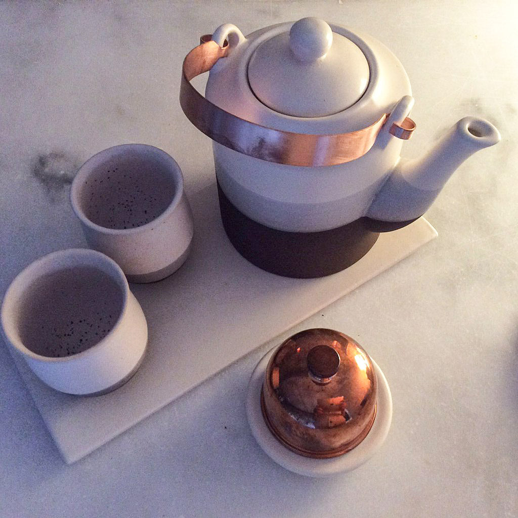 Tea Set BROWN/CREAM (1 TeaPot, 2 Cups, 1 Sugar Bowl, 1 Tray)