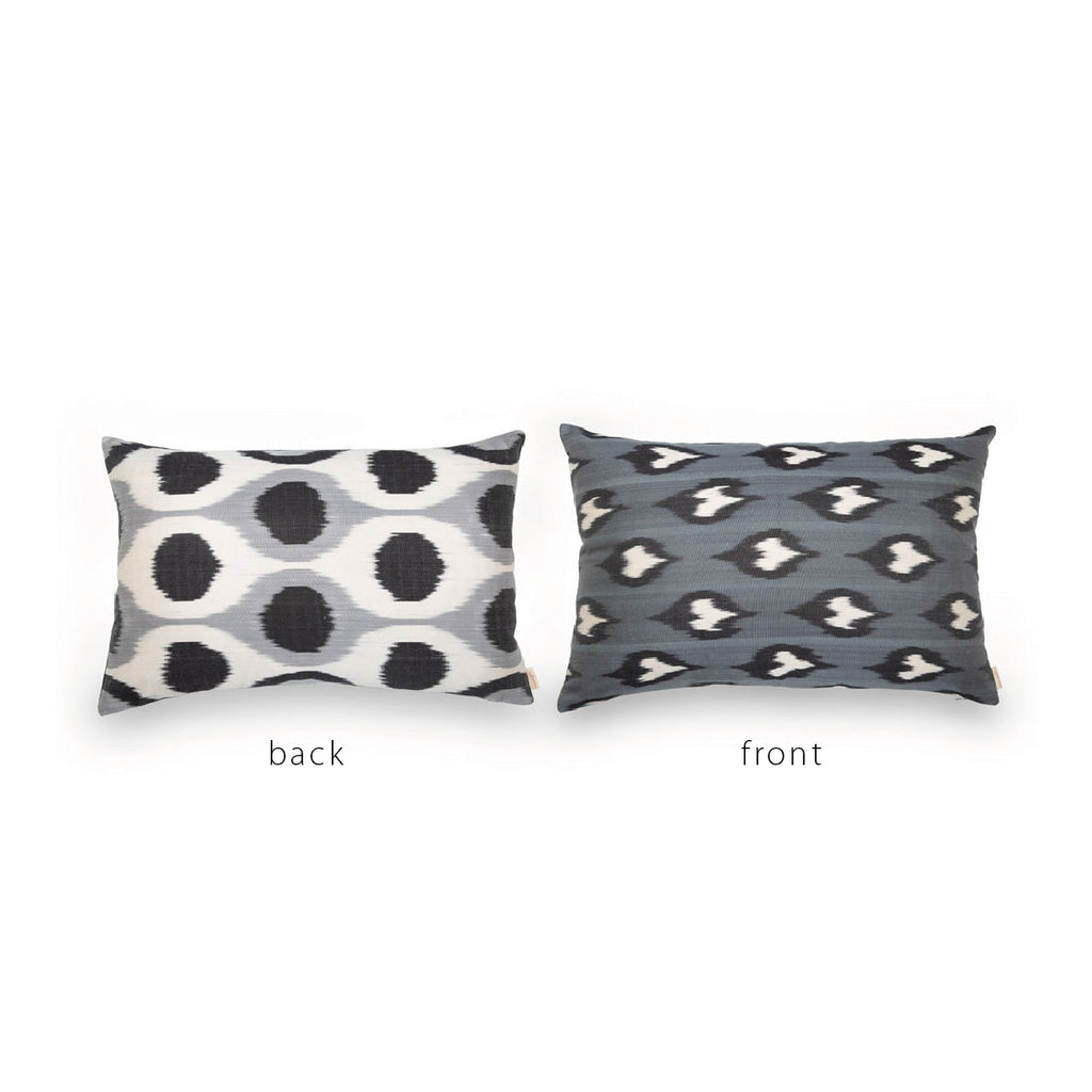 GRAY/CREAM/BLACK IKAT Pillow