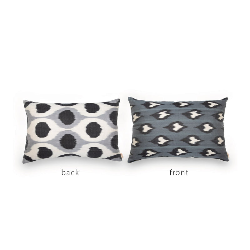 GRAY/CREAM/BLACK IKAT Pillow
