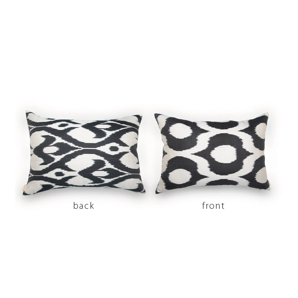 CREAM/BLACK IKAT Pillow
