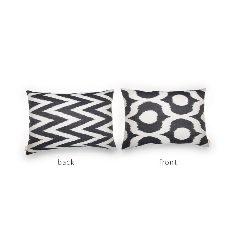 BLACK/CREAM HERRINGBONE IKAT Pillow