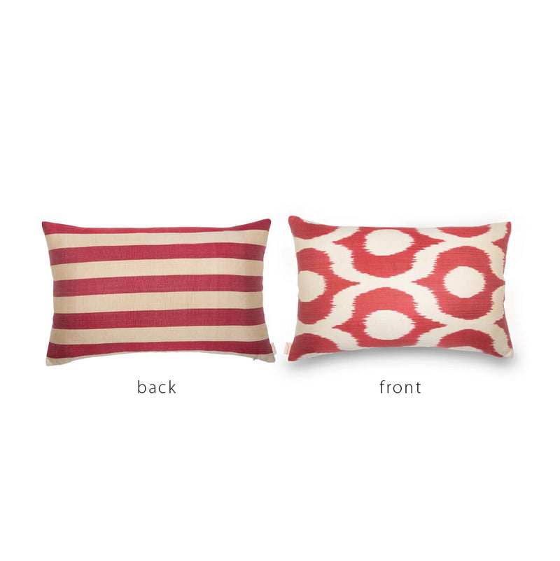 CREAM/CORAL STRIPES IKAT Pillow