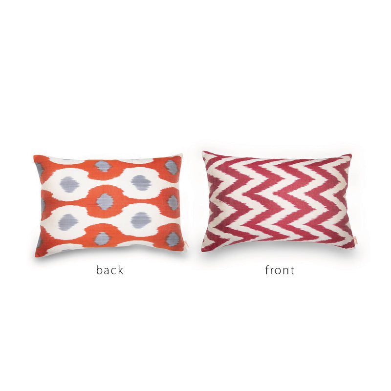 ORANGE/GRAY/CREAM/CORAL IKAT Pillow