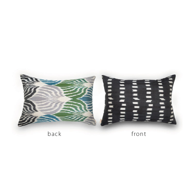 BLACK/CREAM/BLUE/GRAY/GREEN IKAT Pillow