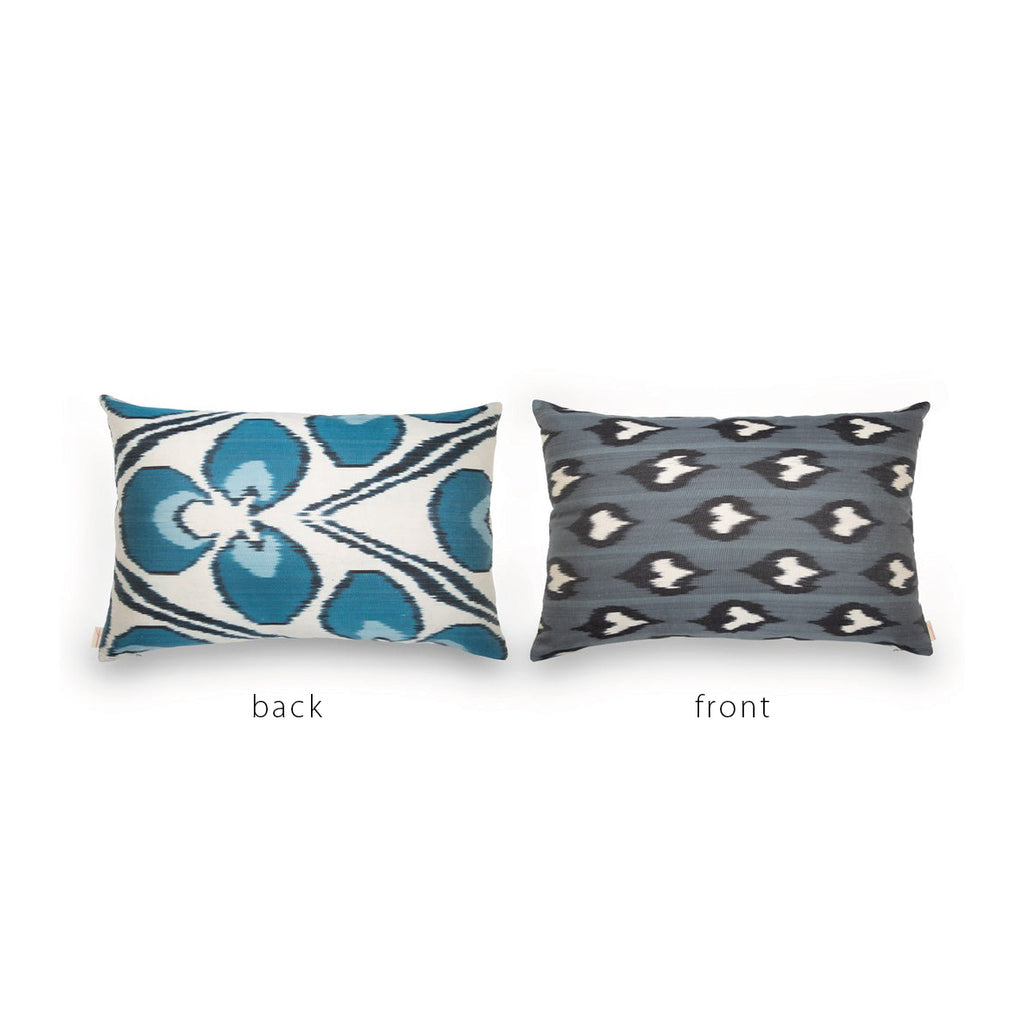 BLUE/GRAY/BLACK/CREAM IKAT Pillow