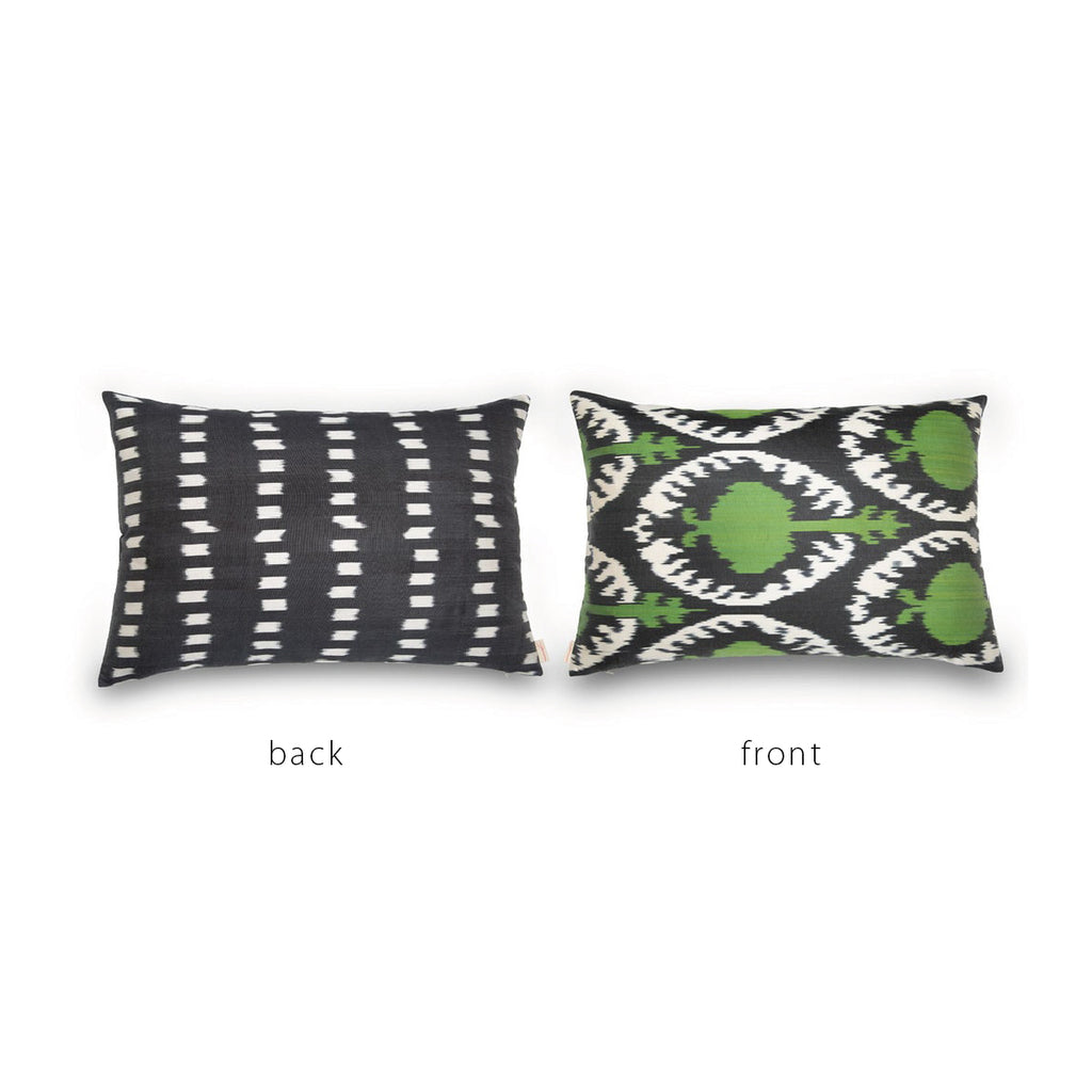 BLACK/GREEN/CREAM IKAT Pillow