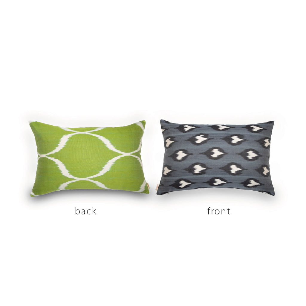 GREEN/GRAY/BLACK/CREAM IKAT Pillow