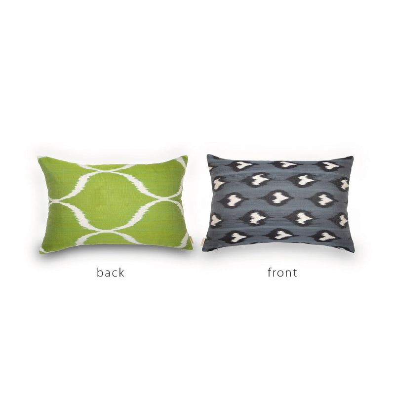 GREEN/GRAY/BLACK/CREAM IKAT Pillow