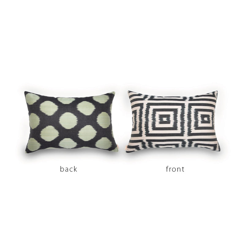 BLACK/MINT/GREEN/CREAM IKAT Pillow
