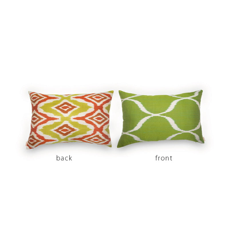 ORANGE/MUSTARD/CREAM/GREEN IKAT Pillow