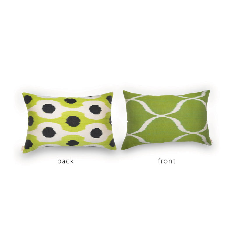 GREEN/BLACK/CREAM IKAT Pillow