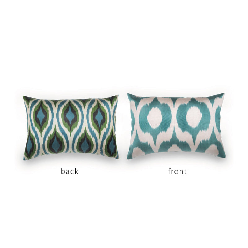 TURQUOISE/GREEN/BLACK IKAT Pillow