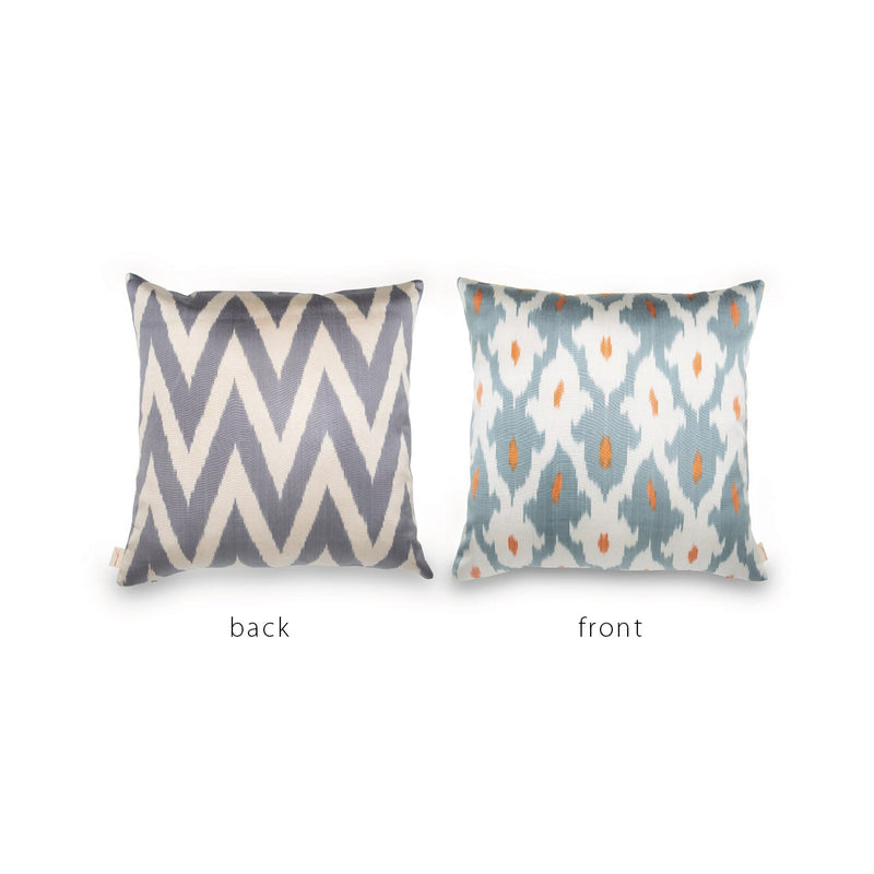 GRAY/WHITE/ORANGE IKAT Pillow
