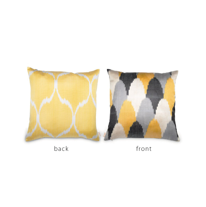 YELLOW/WHITE/BLACK/GRAY IKAT Pillow