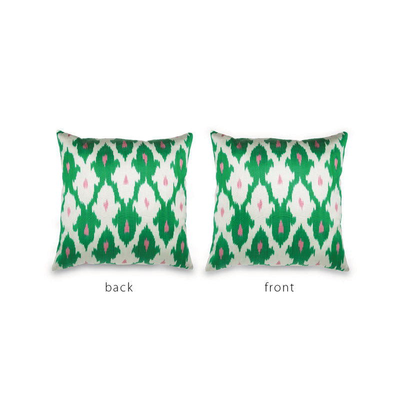 GREEN/PINK/WHITE IKAT Pillow