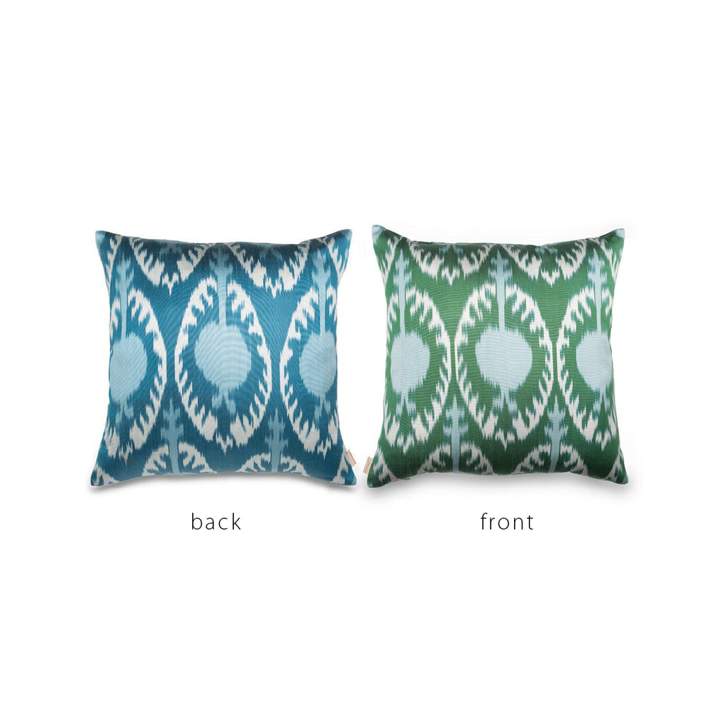 BLUE/GREEN/CREAM IKAT Pillow
