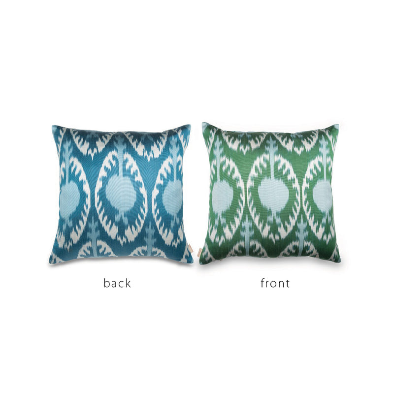 BLUE/GREEN/CREAM IKAT Pillow