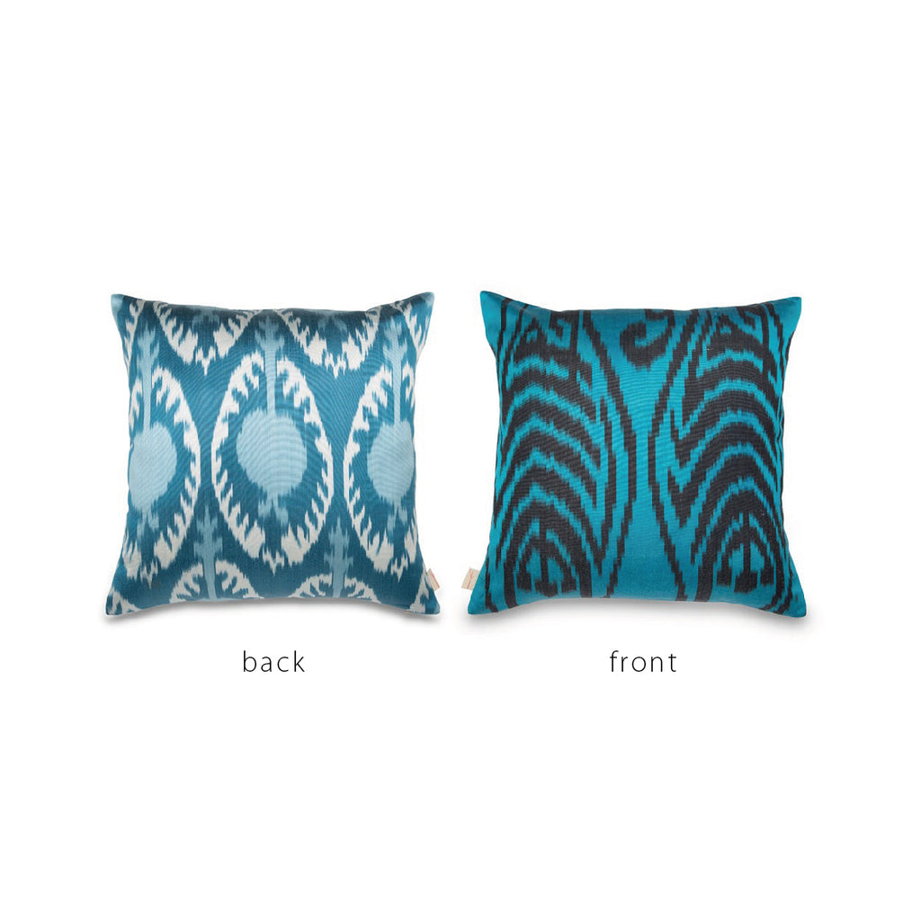 TURQUOISE/BLACK/BLUE IKAT Pillow
