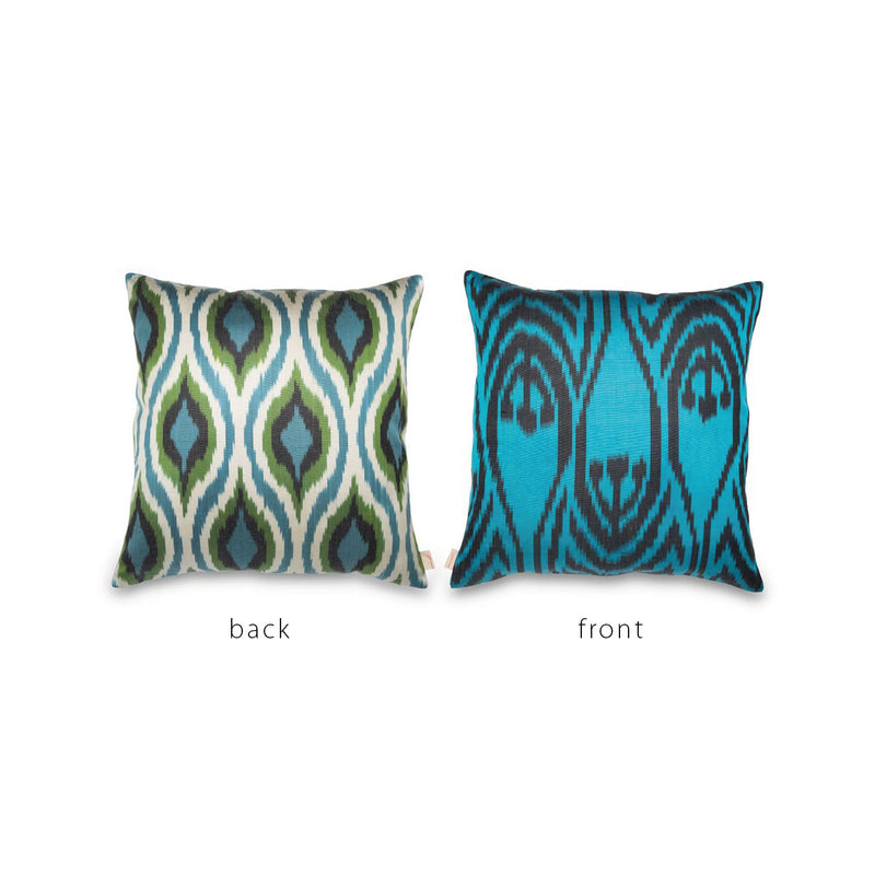 TURQUOISE/BLACK/GREEN IKAT Pillow