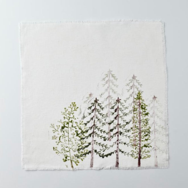 Mixed Set of 4 Square Linen Napkins - Magical Forest Collection