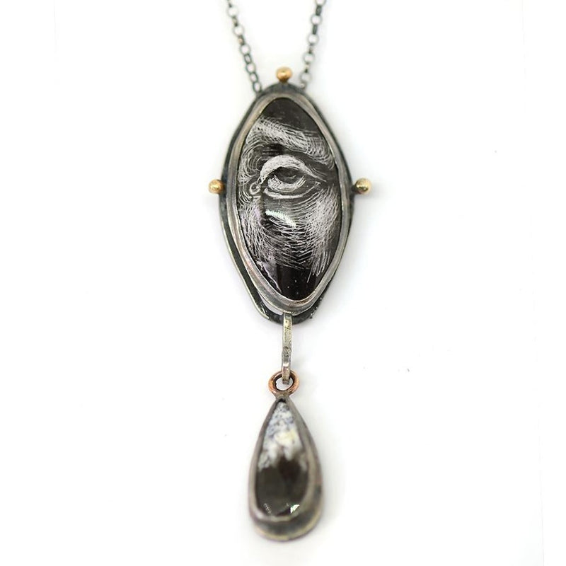 ENAMEL EYE WITH AGATE TEAR Necklace