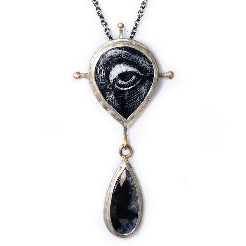 EYE WITH DENDRITIC AGATE TEAR Necklace